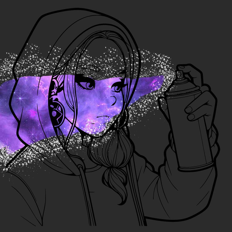 a realistic girl, spray painting