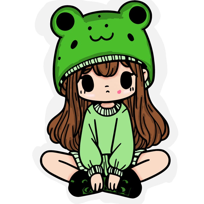 a girl wearing a frog hat and some frog socks