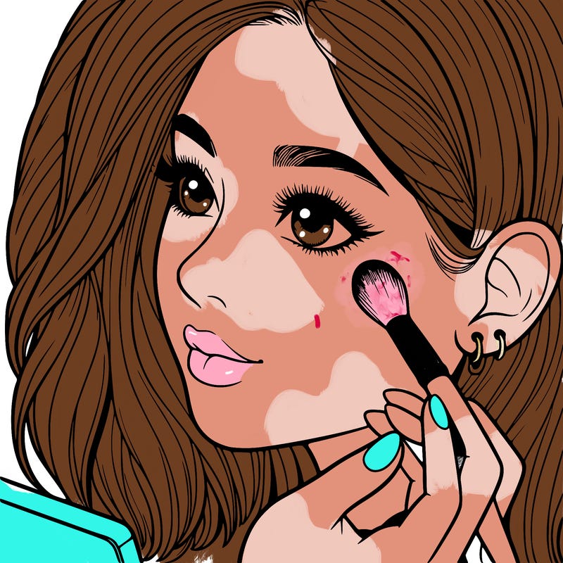 a realistic girl doing her makeup