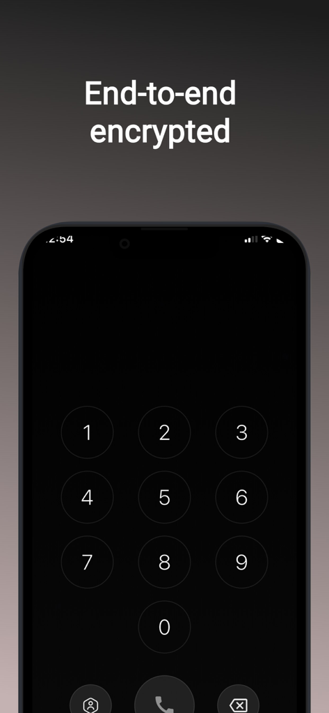 Ghost – Private Messenger - Ghost Private Messenger interface showing end to end encryption and a numeric security keypad