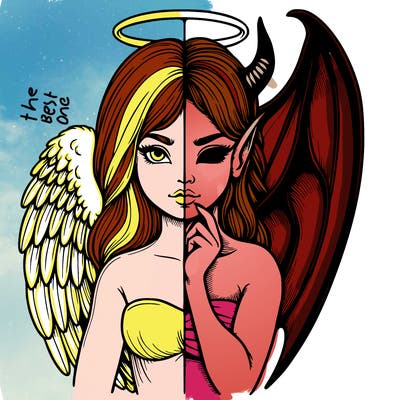 realistic angel half demon