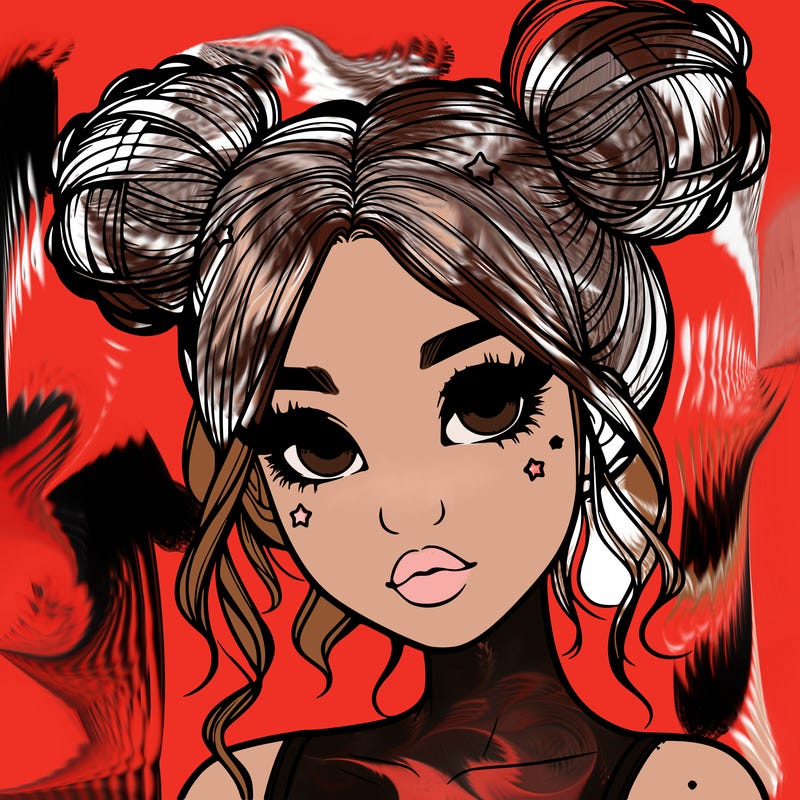 realistic girl with space buns