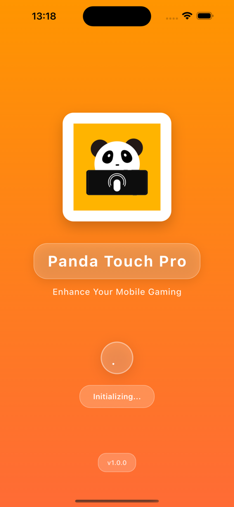 Panda Touch Pro app splash screen with logo and initializing status