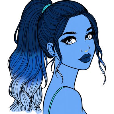 realistic pretty girl with high pony tail