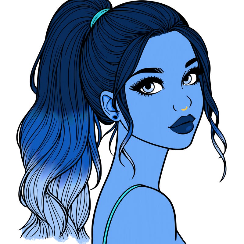 realistic pretty girl with high pony tail