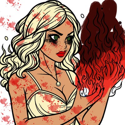 a realistic woman having the power of fire