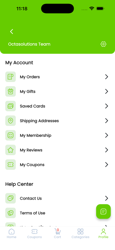 Makhsoom - Makhsoom app user profile screen showing account management options like orders, gifts, and shipping addresses.