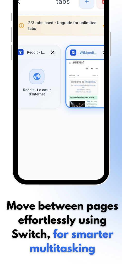 Desktop Browser App-Oberfläche zeigt mehrere offene Tabs für intelligenteres Multitasking