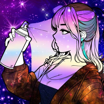 a realistic girl spray, painting