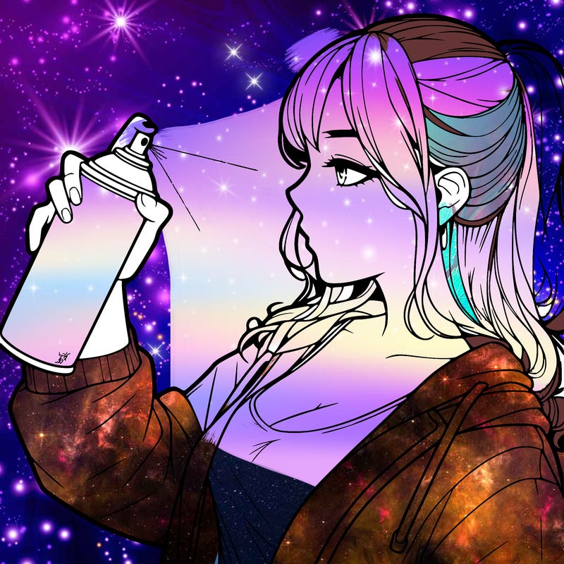 a realistic girl spray, painting