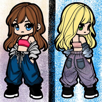 girl in crop top and baggy pants