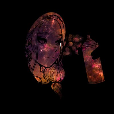 a realistic girl, spray painting