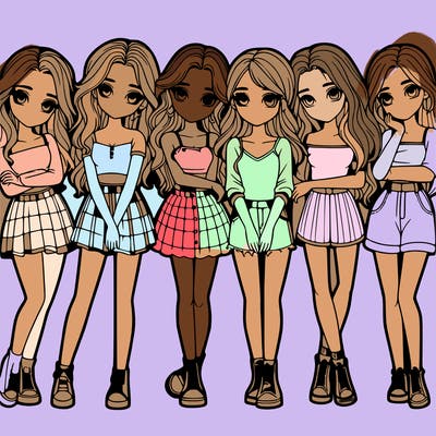 a group of girls realistic