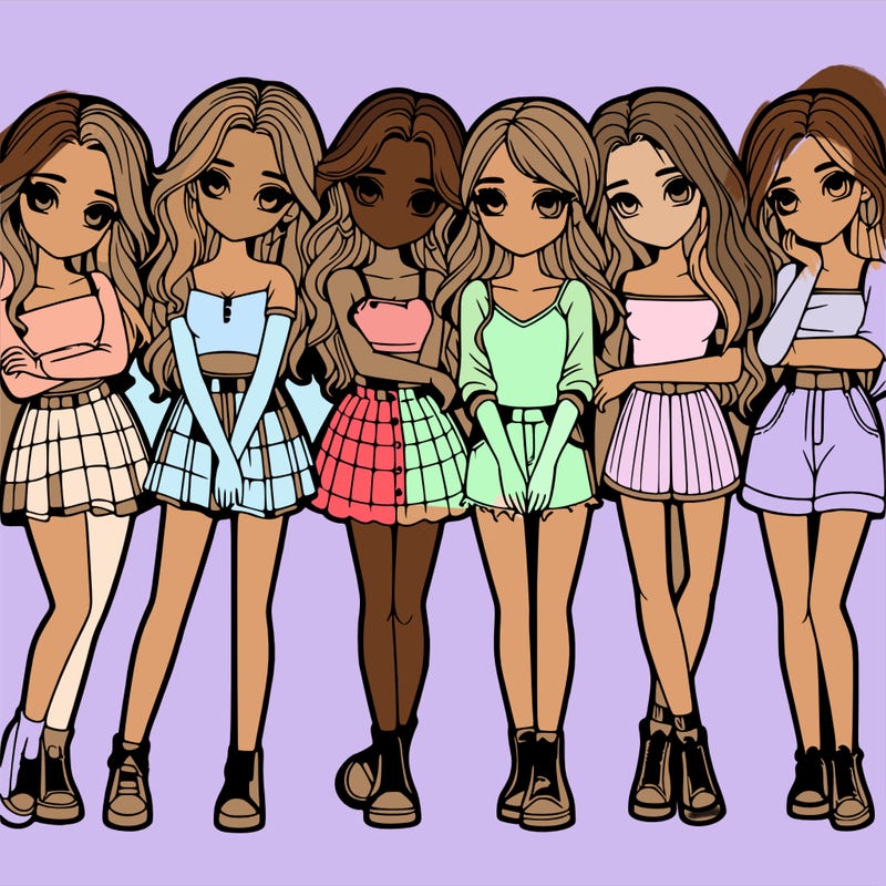 a group of girls realistic