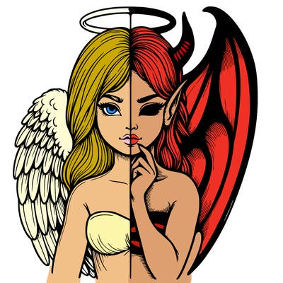 realistic angel half demon