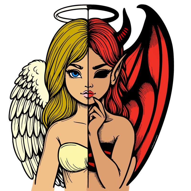 realistic angel half demon