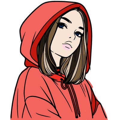 a realistic girl in a hoodie