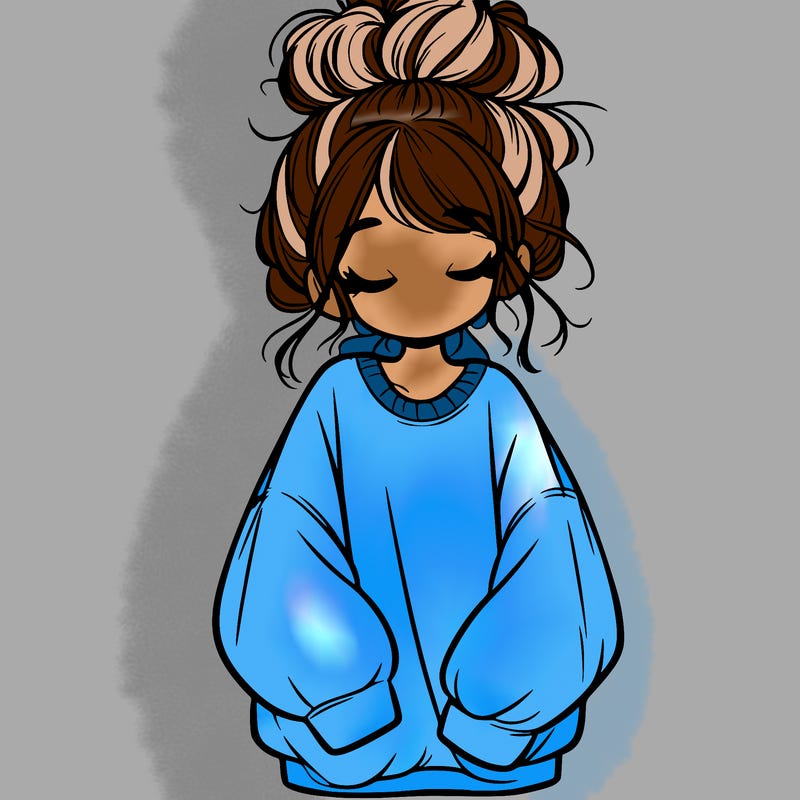 girl with baggy sweatshirt and messy bun