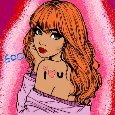 realistic girl with bangs looking over her shoulder