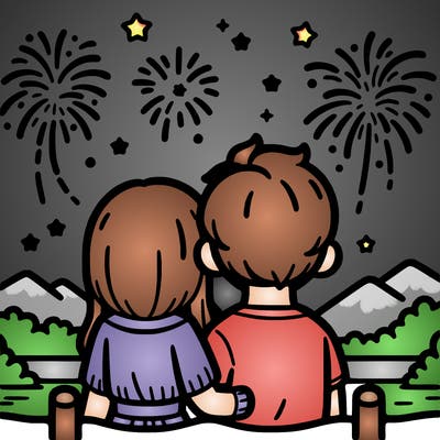couple watching fireworks