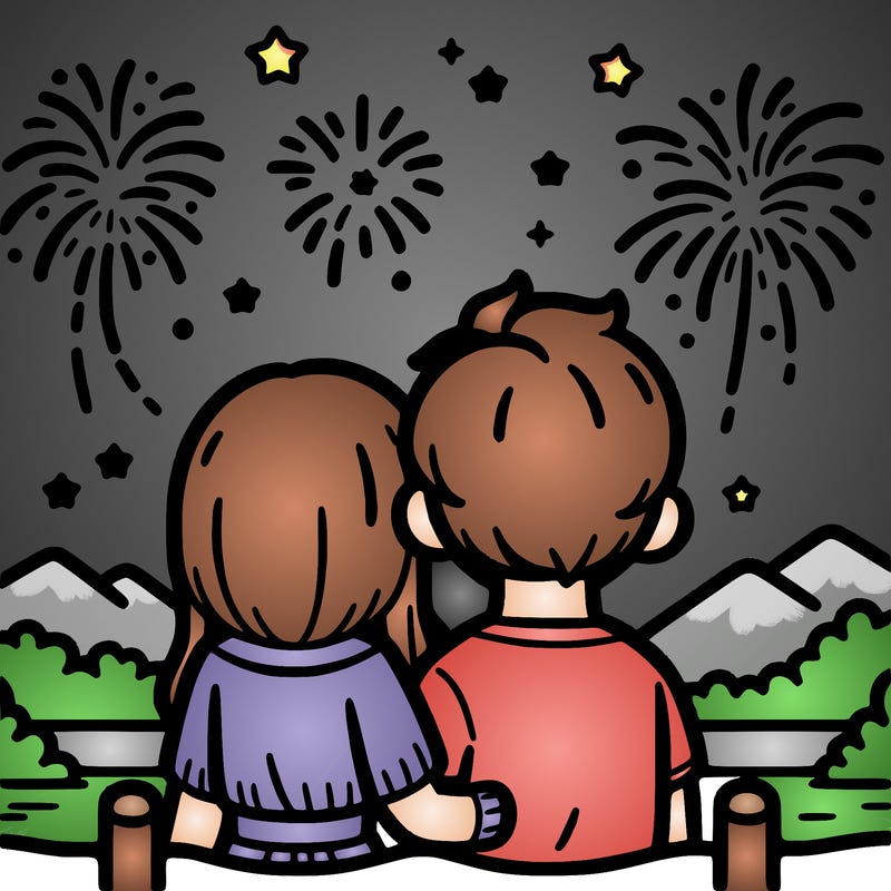 couple watching fireworks