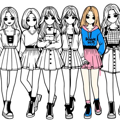 a group of girls realistic