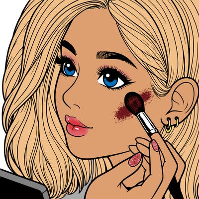 a realistic girl doing her makeup