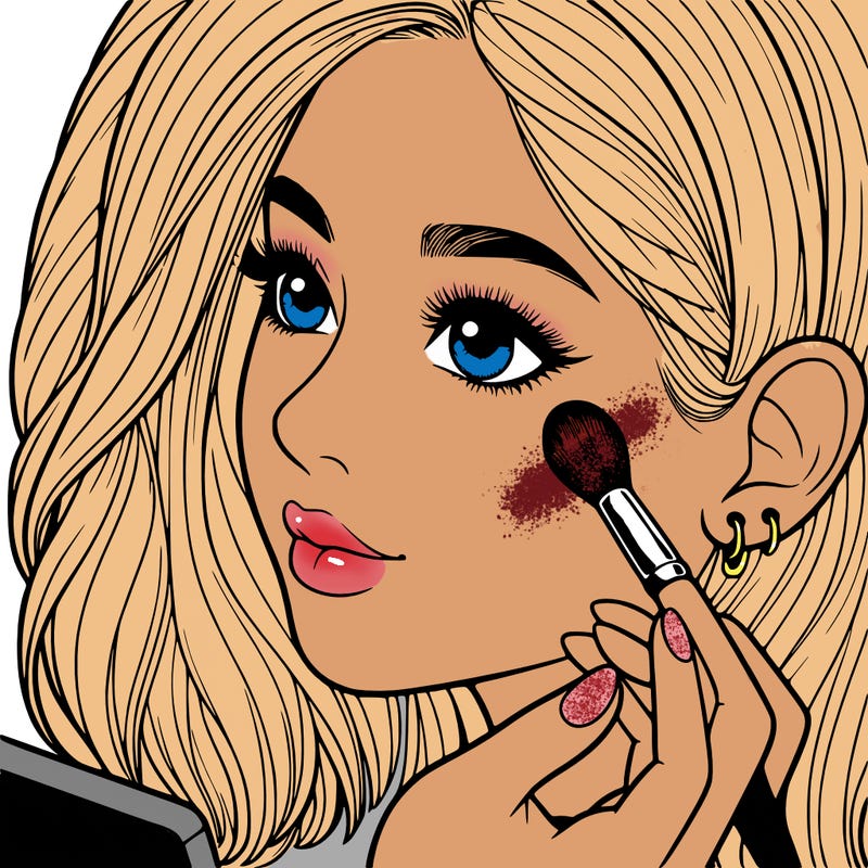 a realistic girl doing her makeup