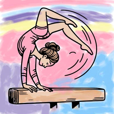 female gymnast doing a flip of the beam