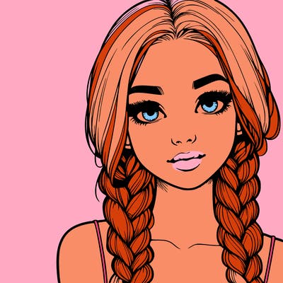 realistic girl with braids