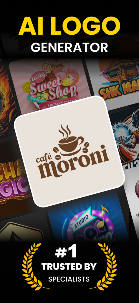 Arvine AI Logo Maker & Creator - Arvine AI Logo Maker app displaying a professional cafe logo design