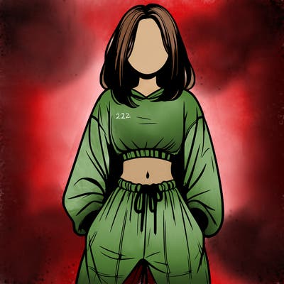 realistic girl faceless with baggy pants and a crop top