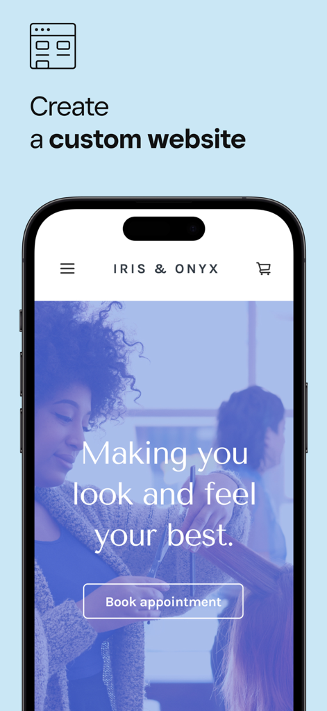 Square Appointments: Scheduler - Square Appointments interface showing how to create a custom website for online bookings