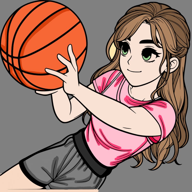 realistic girl playing basketball