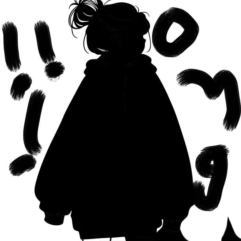 realistic girl with a oversized sweatshirt on and a bun