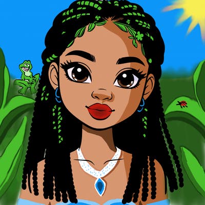 a realistic black girl with braids