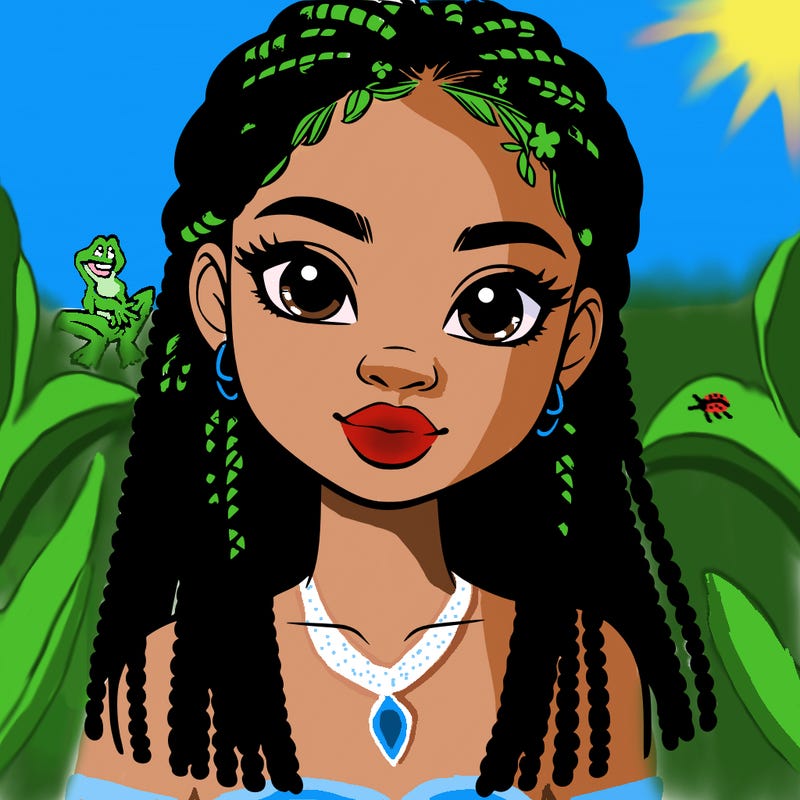 a realistic black girl with braids