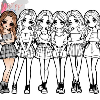 a group of girls realistic