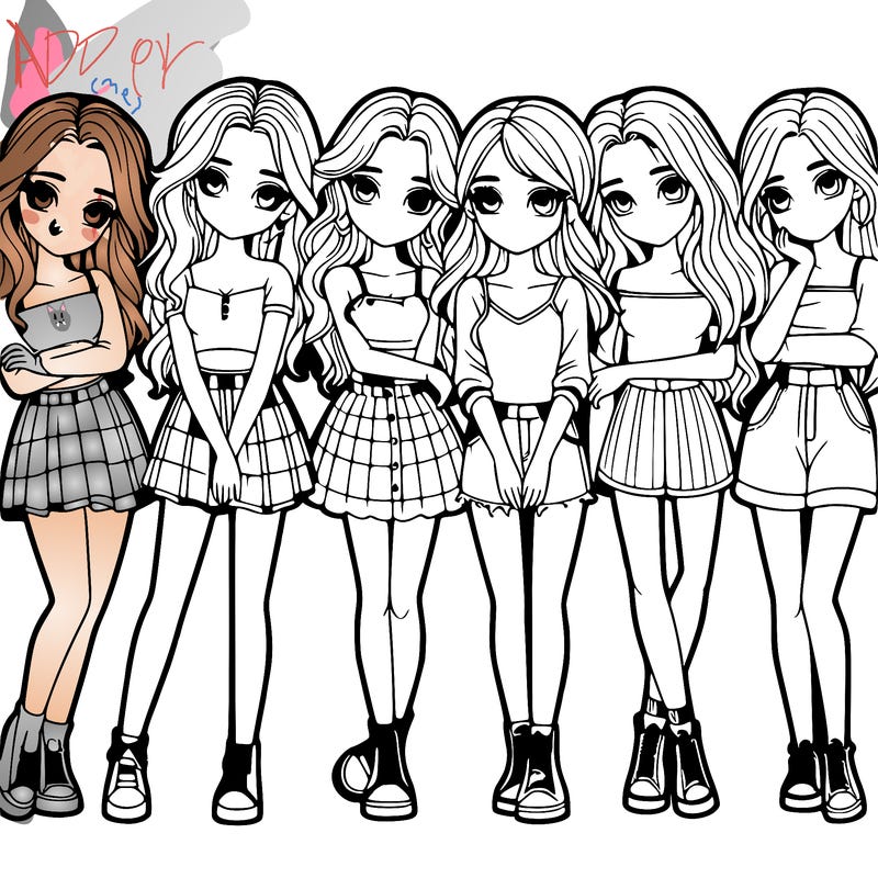 a group of girls realistic