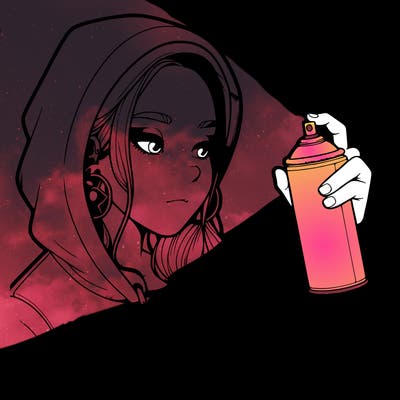 a realistic girl, spray painting