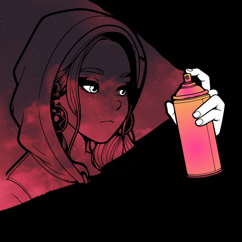 a realistic girl, spray painting