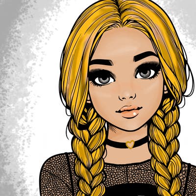 realistic girl with braids