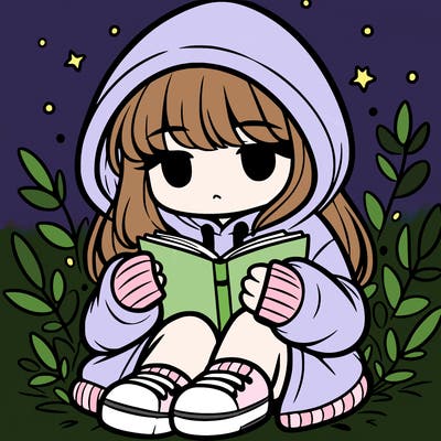 girl in oversized hoodie reading a book