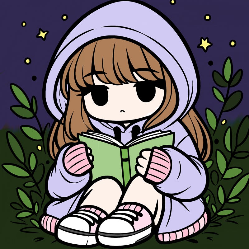 girl in oversized hoodie reading a book