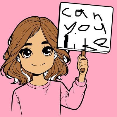 realistic girl holding up a sign