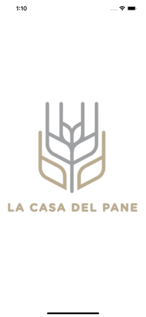 La Casa del Pane Urbino - Splash screen of La Casa del Pane Urbino bakery app with a minimalist wheat logo