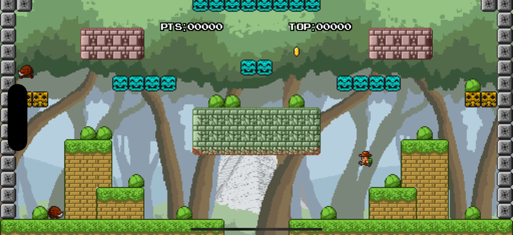Aztec Antics - Aztec Antics, juego de plataformas retro con arte de píxeles, mostrando a un personaje saltando en un nivel de bosque