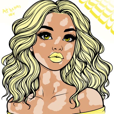 realistic girl with wavy hair and lips