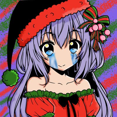 anime girl in santa hat