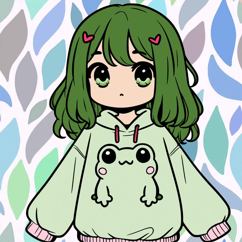 girl wearing frogging sweatshirt